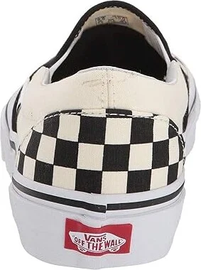 Vans Classic Slip On Checkerboard Skate Shoes Black and White Checker/White (Canvas) : Men's 6.5 - Women's 8 Medium, Canvas/Leather/Suede - Image 5