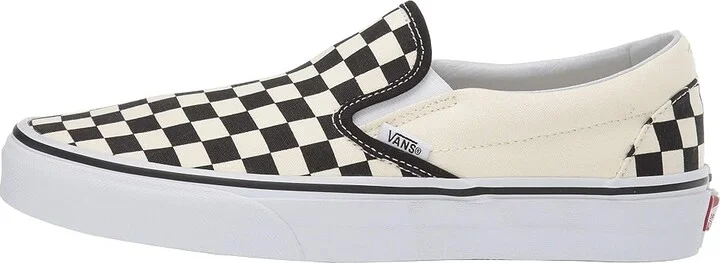 Vans Classic Slip On Checkerboard Skate Shoes Black and White Checker/White (Canvas) : Men's 6.5 - Women's 8 Medium, Canvas/Leather/Suede - Image 7