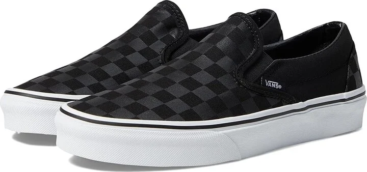 Vans Classic Slip On Checkerboard Skate Shoes (Checkerboard) Black/Black : Men's 14 - Women's 15.5 Medium, Canvas/Leather/Suede