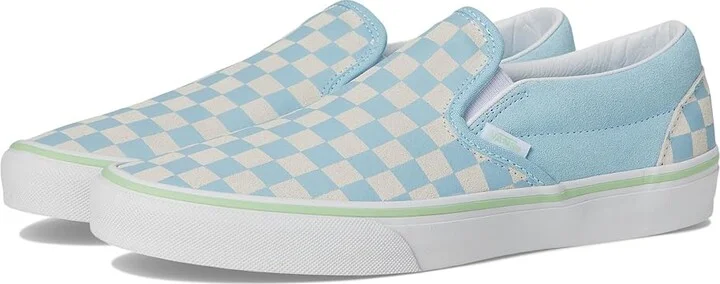 Vans Classic Slip On Checkerboard Skate Shoes Checkerboard Crystal Blue : Men's 10 - Women's 11.5 Medium, Canvas/Leather/Suede