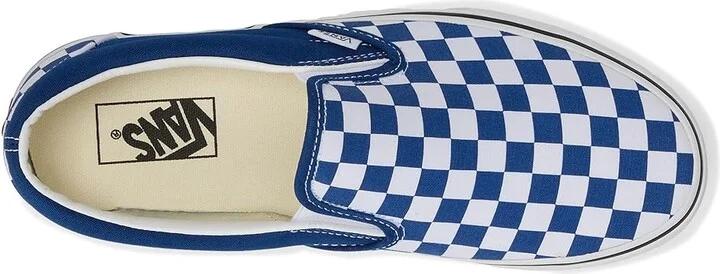 Vans Classic Slip On Checkerboard Skate Shoes Checkerboard True Blue : Men's 6.5 - Women's 8 Medium, Canvas/Leather/Suede - Image 2