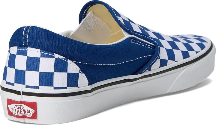Vans Classic Slip On Checkerboard Skate Shoes Checkerboard True Blue : Men's 6.5 - Women's 8 Medium, Canvas/Leather/Suede - Image 4