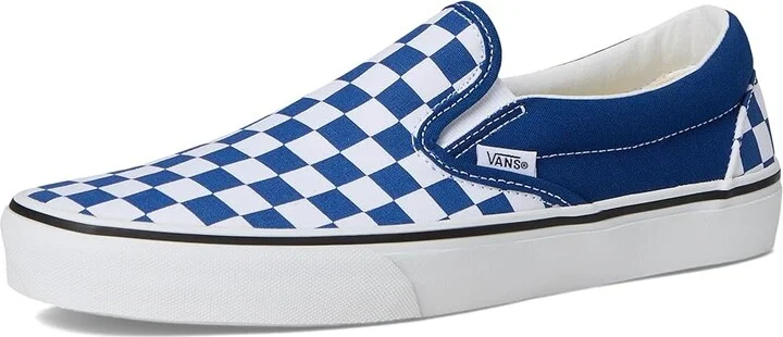 Vans Classic Slip On Checkerboard Skate Shoes Checkerboard True Blue : Men's 6.5 - Women's 8 Medium, Canvas/Leather/Suede - Image 5