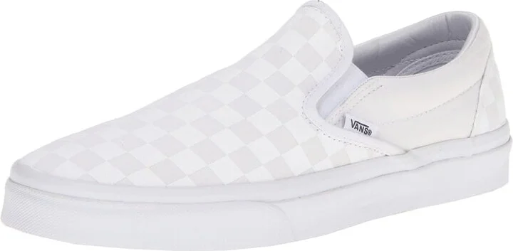Vans Classic Slip On Checkerboard Skate Shoes (Checkerboard) True White/True White : Men's 16 - Women's 17.5 Medium, Canvas/Leather/Suede - Image 2