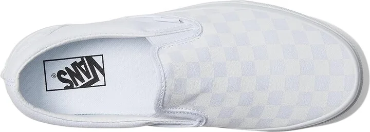Vans Classic Slip On Checkerboard Skate Shoes (Checkerboard) True White/True White : Men's 16 - Women's 17.5 Medium, Canvas/Leather/Suede - Image 3