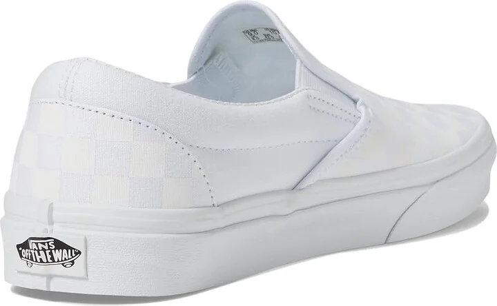 Vans Classic Slip On Checkerboard Skate Shoes (Checkerboard) True White/True White : Men's 16 - Women's 17.5 Medium, Canvas/Leather/Suede - Image 5
