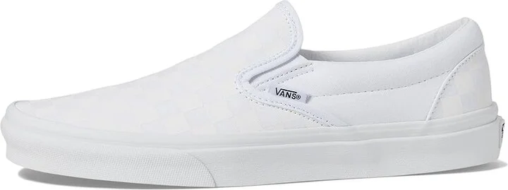 Vans Classic Slip On Checkerboard Skate Shoes (Checkerboard) True White/True White : Men's 16 - Women's 17.5 Medium, Canvas/Leather/Suede - Image 7