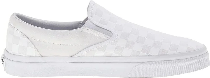 Vans Classic Slip On Checkerboard Skate Shoes (Checkerboard) True White/True White : Men's 16 - Women's 17.5 Medium, Canvas/Leather/Suede - Image 8