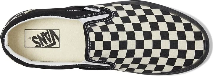 Vans Classic Slip On Checkerboard Skate Shoes Checkerboard White/Black : Men's 12 - Women's 13.5 Medium, Canvas/Leather/Suede - Image 2