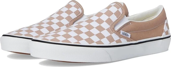 Vans Classic Slip On Checkerboard Skate Shoes Color Theory Checkerboard Warm Taupe : Men's 3.5 - Women's 5 Medium, Canvas/Leather/Suede