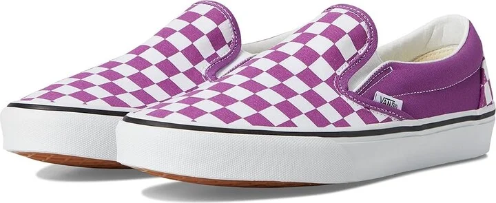 Vans Classic Slip On Checkerboard Skate Shoes Color Theory Checkerboard Willowherb : Men's 4.5 - Women's 6 Medium, Canvas/Leather/Suede