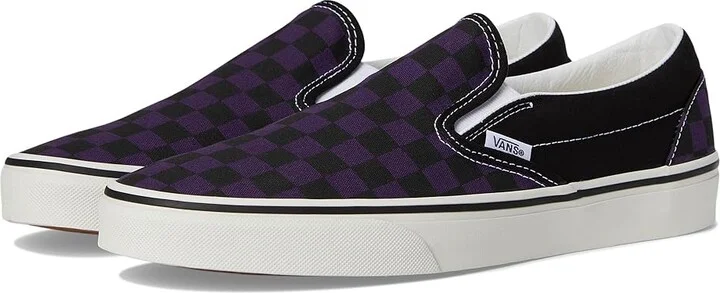 Vans Classic Slip On Checkerboard Skate Shoes Pop Check Gothic Grape : Men's 9.5 - Women's 11 Medium, Canvas/Leather/Suede