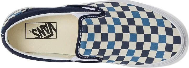 Vans Classic Slip On Checkerboard Skate Shoes Tri-Tone Check Navy : Men's 8.5 - Women's 10 Medium, Canvas/Leather/Suede - Image 2
