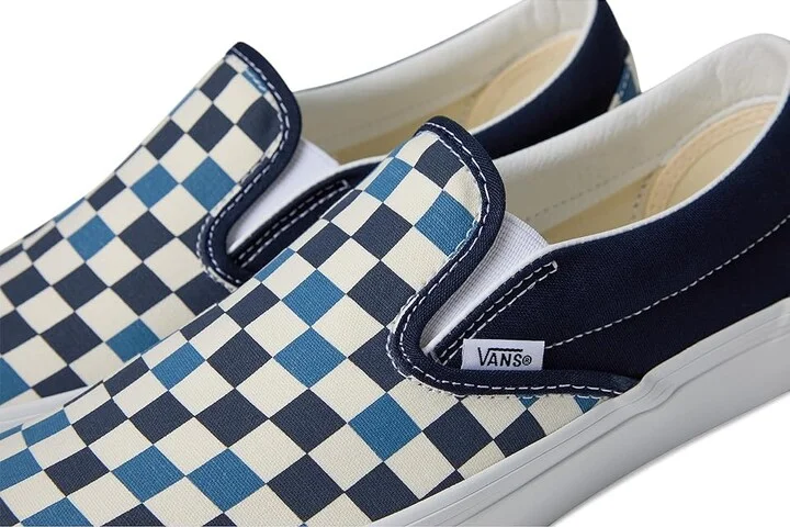 Vans Classic Slip On Checkerboard Skate Shoes Tri-Tone Check Navy : Men's 8.5 - Women's 10 Medium, Canvas/Leather/Suede - Image 7