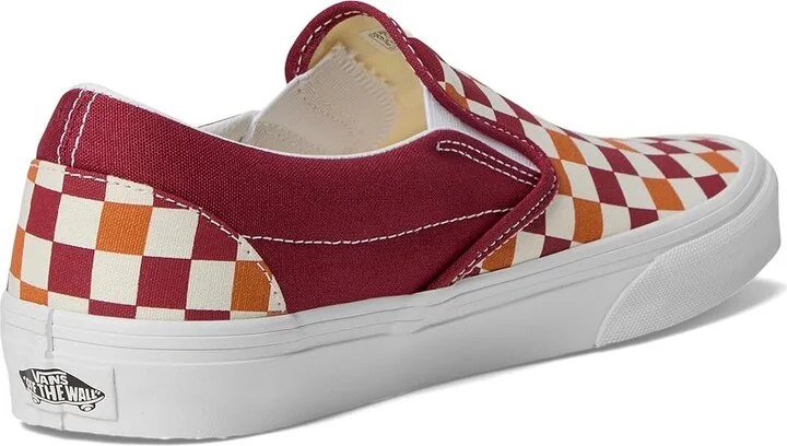 Vans Classic Slip On Checkerboard Skate Shoes Tri-Tone Check Red : Men's 6 - Women's 7.5 Medium, Canvas/Leather/Suede - Image 4
