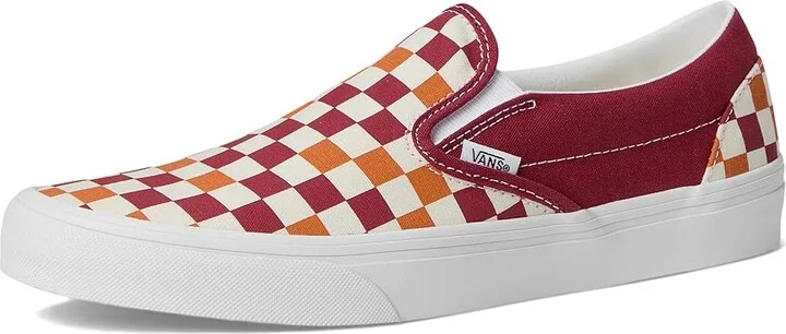 Vans Classic Slip On Checkerboard Skate Shoes Tri-Tone Check Red : Men's 6 - Women's 7.5 Medium, Canvas/Leather/Suede - Image 5
