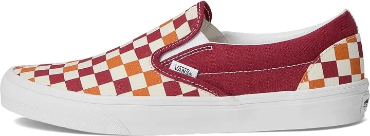 Vans Classic Slip On Checkerboard Skate Shoes Tri-Tone Check Red : Men's 6 - Women's 7.5 Medium, Canvas/Leather/Suede - Image 6