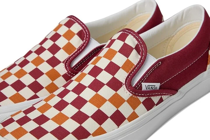 Vans Classic Slip On Checkerboard Skate Shoes Tri-Tone Check Red : Men's 6 - Women's 7.5 Medium, Canvas/Leather/Suede - Image 7