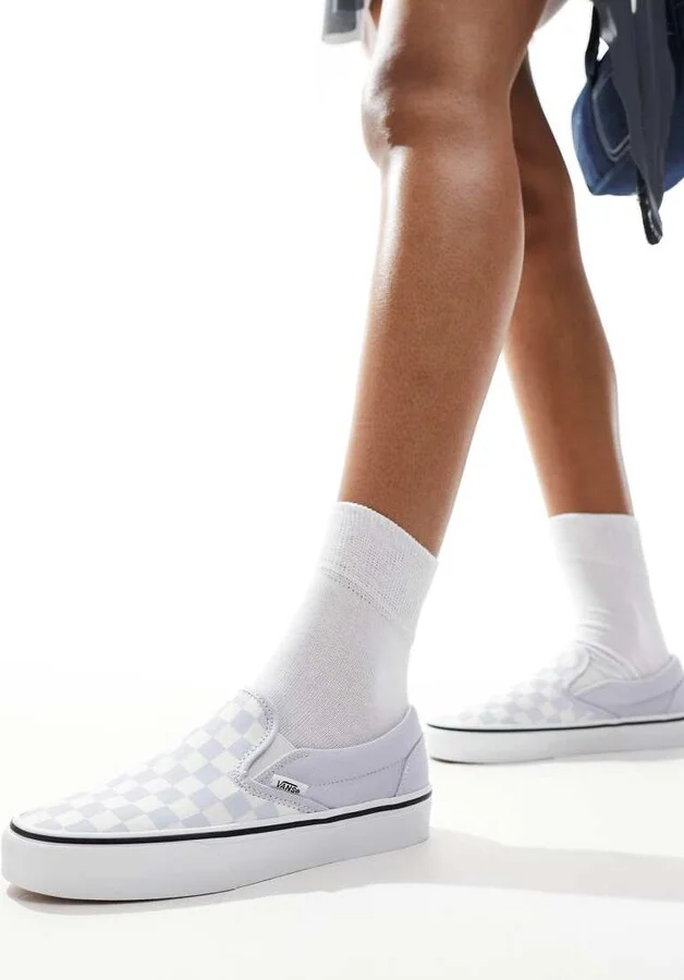 Vans Classic Slip-On checkerboard sneaker in light blue