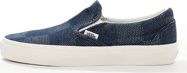 Vans Classic Slip-On checkerboard sneakers in denim navy - Image 2