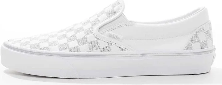 Vans Classic Slip-On checkerboard sneakers with embroidery in silver - Image 2