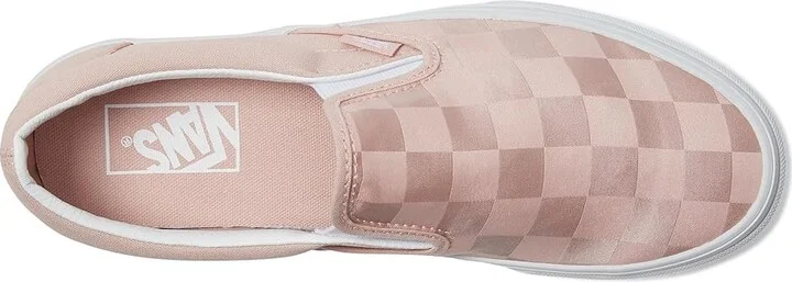 Vans Classic Slip-On Checkerboard Women's Shoes Satin Checkerboard Sepia Rose : Men's 10.5 - Women's 12 B - Medium, Canvas - Image 2