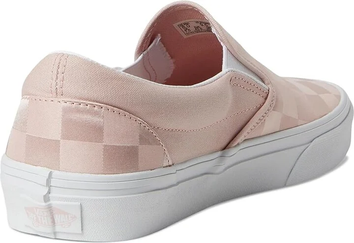 Vans Classic Slip-On Checkerboard Women's Shoes Satin Checkerboard Sepia Rose : Men's 10.5 - Women's 12 B - Medium, Canvas - Image 4