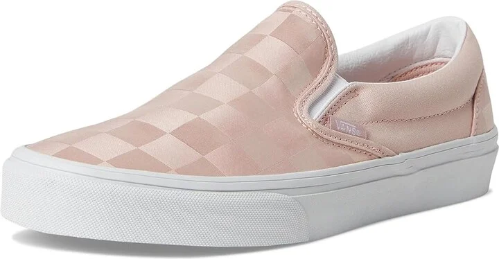 Vans Classic Slip-On Checkerboard Women's Shoes Satin Checkerboard Sepia Rose : Men's 10.5 - Women's 12 B - Medium, Canvas - Image 5