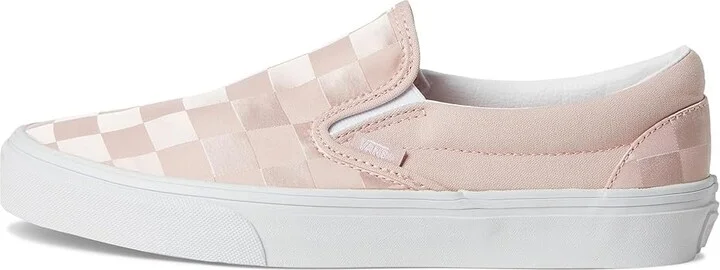 Vans Classic Slip-On Checkerboard Women's Shoes Satin Checkerboard Sepia Rose : Men's 10.5 - Women's 12 B - Medium, Canvas - Image 6