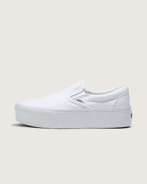 Vans Classic Slip-On Platform Shoes (White) - 3.5 Boys / 5.0 Women