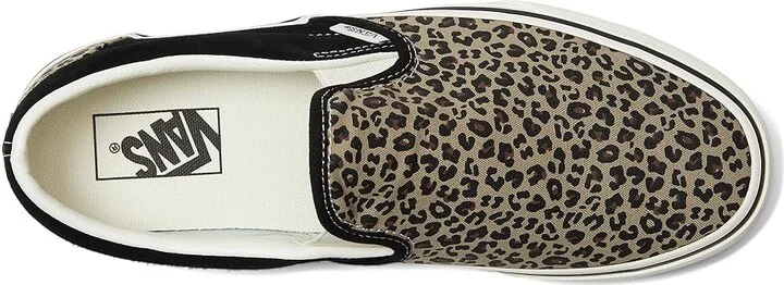 Vans Classic Slip-On Shoes Black/Leopard : Men's 5 - Women's 6.5 Medium, Canvas/Leather/Suede - Image 2