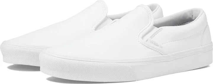 Vans Classic Slip-On Shoes (Classic Tumble) True White : Men's 3.5 - Women's 5 Medium, Canvas/Leather/Suede