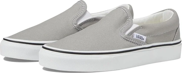 Vans Classic Slip-On Shoes Drizzle/True White : Men's 3.5 - Women's 5 Medium, Canvas