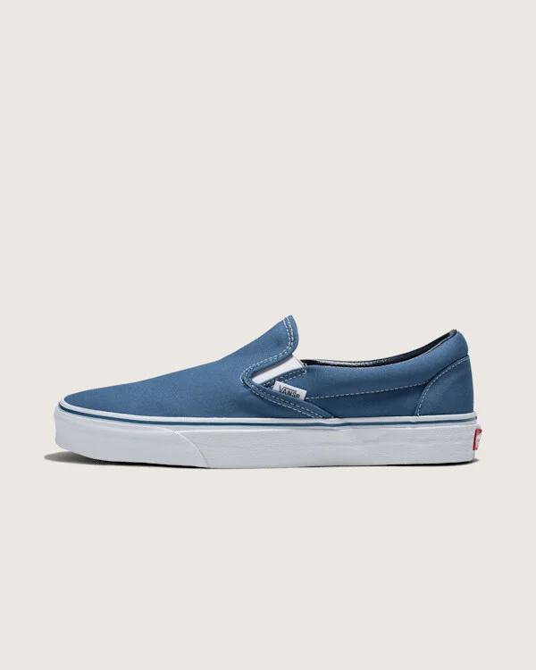 Vans Classic Slip-On Shoes (Navy Blue / White) - 3.5 Boys 5.0 Women