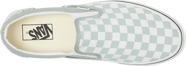 Vans Classic Slip-On Skate Shoes Color Theory Checkerboard Gray Olive : Men's 5 - Women's 6.5 Medium, Canvas/Leather/Suede - Image 2