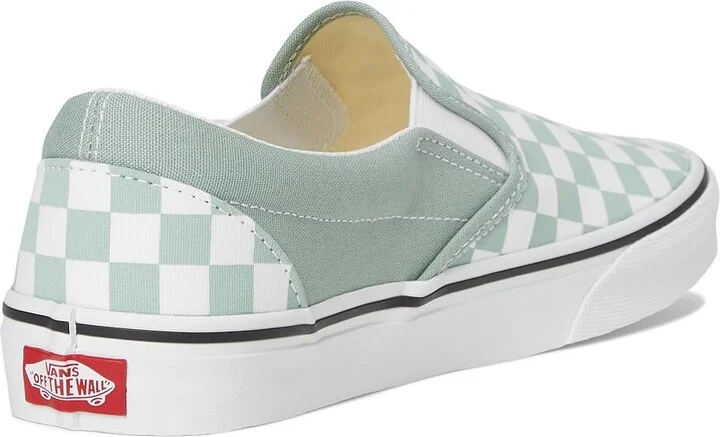 Vans Classic Slip-On Skate Shoes Color Theory Checkerboard Gray Olive : Men's 5 - Women's 6.5 Medium, Canvas/Leather/Suede - Image 4