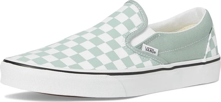 Vans Classic Slip-On Skate Shoes Color Theory Checkerboard Gray Olive : Men's 5 - Women's 6.5 Medium, Canvas/Leather/Suede - Image 5