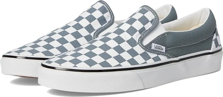 Vans Classic Slip-On Skate Shoes Color Theory Checkerboard Stormy Weather : Men's 10 - Women's 11.5 Medium, Canvas/Leather/Suede