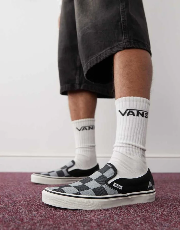 Vans Classic Slip-On sneakers in gray checkerboard