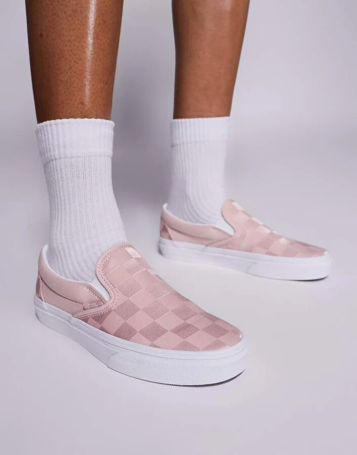 Vans classic slip-on sneakers in satin pink