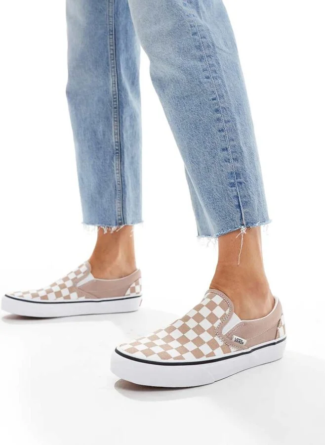 Vans Classic Slip-On sneakers in taupe and white