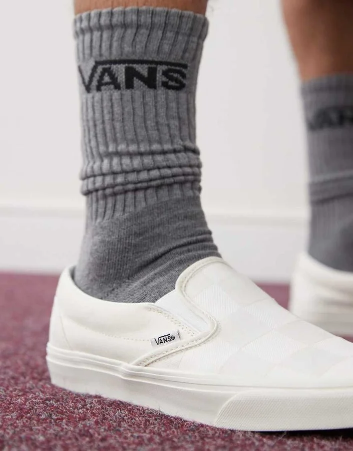 Vans Classic Slip-On sneakers in white checkerboard - Image 4
