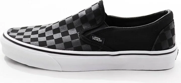 Vans Classic slip-on sneakers with checkerboard print in gray and black - Image 2
