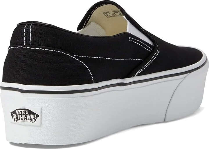 Vans Classic Slip-On Stackform Shoes Canvas Black/True White : Men's 3.5 - Women's 5 Medium, Textile - Image 4