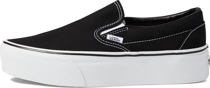 Vans Classic Slip-On Stackform Shoes Canvas Black/True White : Men's 3.5 - Women's 5 Medium, Textile - Image 6