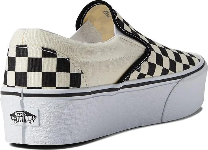 Vans Classic Slip-On Stackform Shoes Checkerboard Black/Classic White : Men's 3.5 - Women's 5 Medium, Textile - Image 4