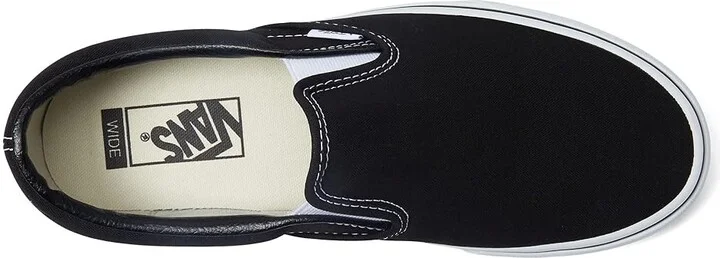 Vans Classic Slip-On Wide Shoes Black : Men's 7 - Women's 8.5 Wide, Textile - Image 2