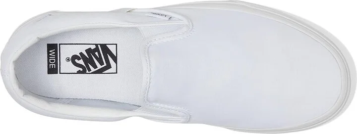 Vans Classic Slip-On Wide Shoes Canvas True White : Men's 4.5 - Women's 6 Medium, Textile - Image 2