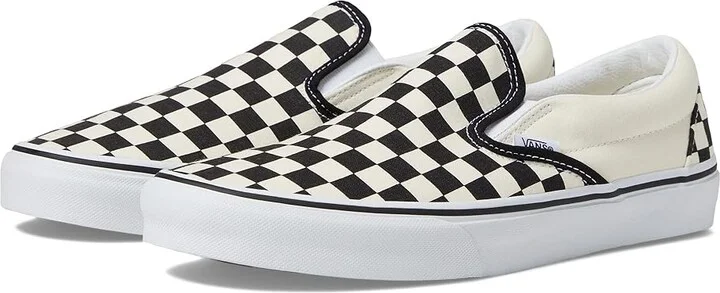 Vans Classic Slip-On Wide Shoes Checkerboard Black/Classic White : Men's 9.5 - Women's 11 Wide, Textile