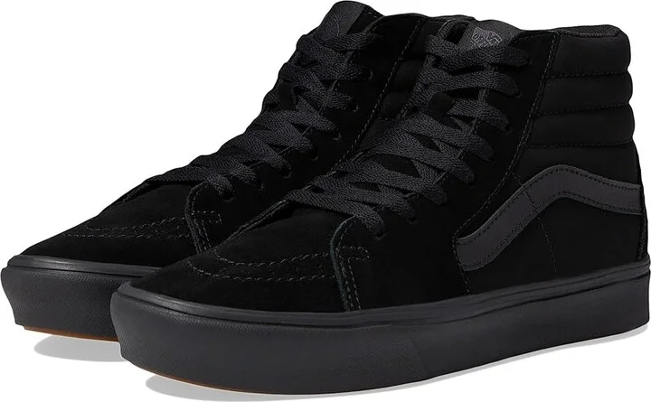 Vans ComfyCush SK8-Hi Athletic Shoes (Classic) Black/Black : Men's 3.5 - Women's 5 Medium, Suede/Canvas
